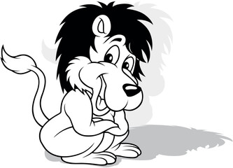 Drawing of a Seated Lion with Head Turned