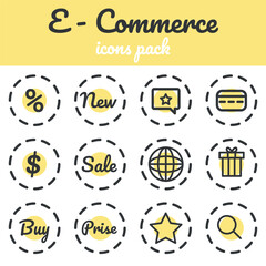Trendy flat icon set for designers and developers. Icons for e-commerce, m-commerce, online shopping and payment, for websites and mobile sites and applications.