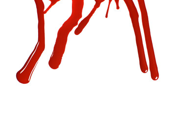 Blood puddle with streaks isolated on white