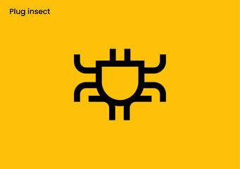 monochromatic plug logo with the insect symbol