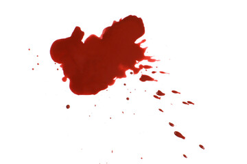 Blood splatter, drops isolated on white. The concept of occupational injury