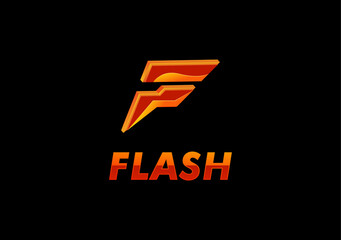 Stylish 3d Flash flame logo design