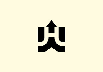 Obraz premium W H and up arrow logo symbol