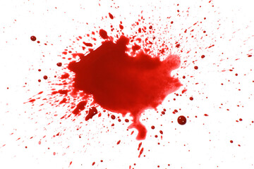 Blood splatter, drops isolated on white. Home injury concept