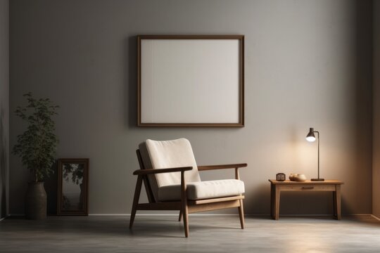 The Art of Negative Space: Modern Chair and Blank Frame in Perfect Harmony