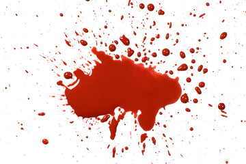 Red blood stain isolated on white