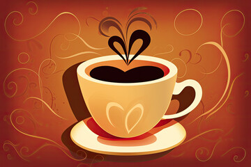 Coffee Shop Cafe Mug Espresso - Earth Tones - Generative ai