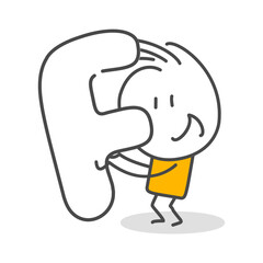 Stick figures. Alphabet. Isolated on white background. Hand drawn Doodle Line Art Cartoon Design character.