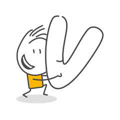 Stick figures. Alphabet. Isolated on white background. Hand drawn Doodle Line Art Cartoon Design character.