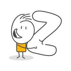 Stick figures. Alphabet. Isolated on white background. Hand drawn Doodle Line Art Cartoon Design character.