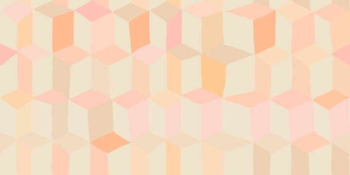 Hand drawn beautiful soft pink geometric pattern. Warm colours abstract shapes. Fashionable template for design. 
