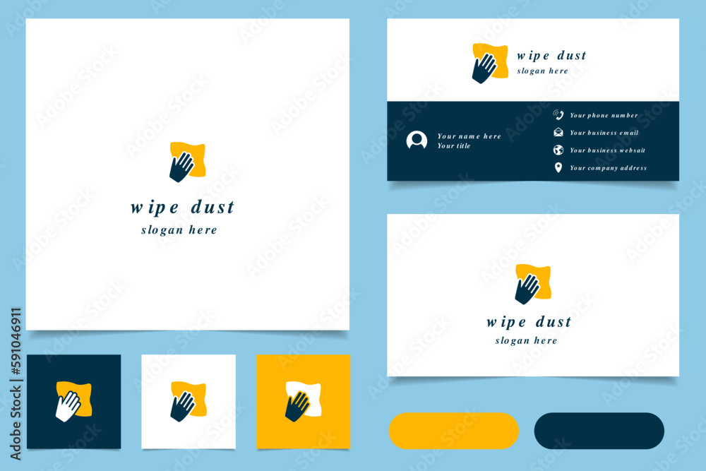 Wall mural wipe dust logo design with editable slogan. branding book and business card template.