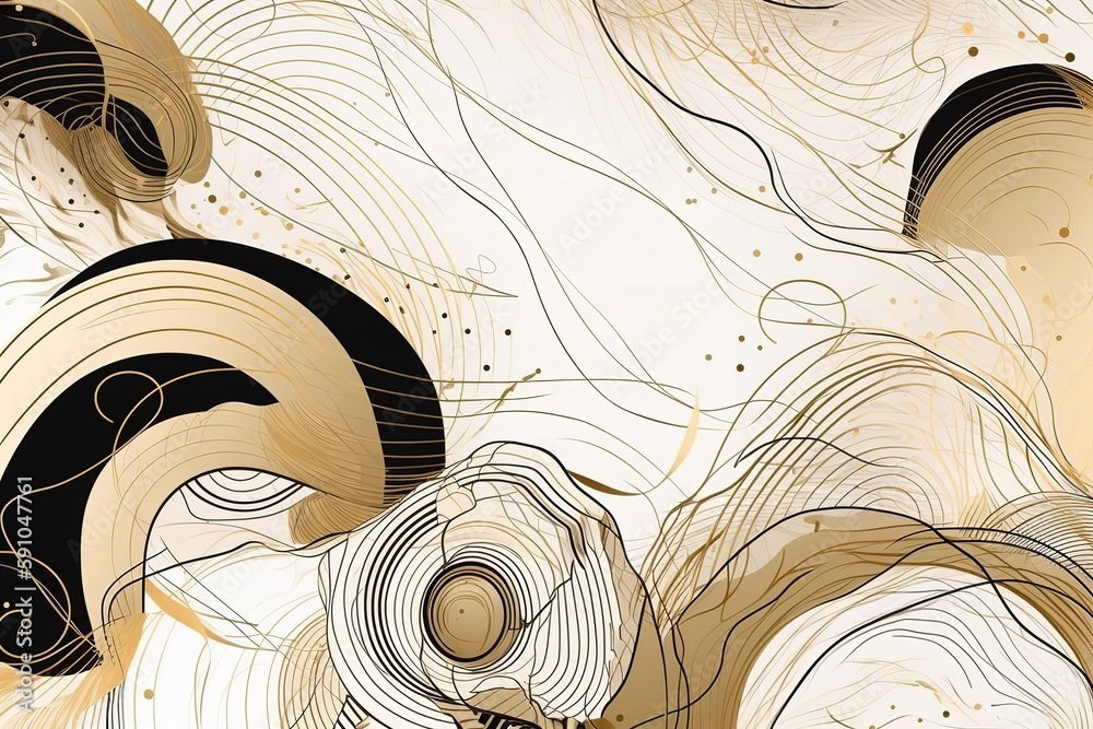 Aufkleber abstract background of golden lines on a white background.beautiful, minimalistic print for your dec