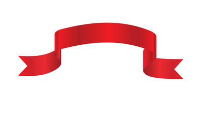Decorative red ribbon banner isolated on a white background