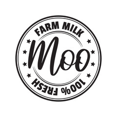 Obraz premium Vector black and white farm milk stamp logo isolated on a white background.