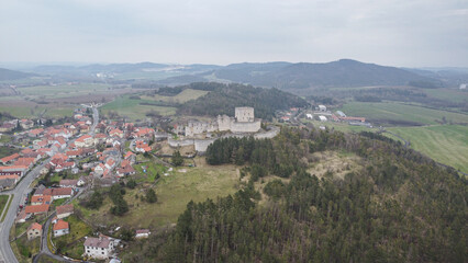 The castle Rábí.
The most powerful castle in the Czech Republic. A castle from the 13th century. Aerial shot of a castle in a picturesque landscape in the center of Europe. Castle ruins