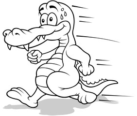 Drawing of a Running Crocodile