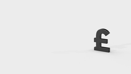 Black 3d pound render minimalistic simple symbol design isolated on white background. Forex Trading concept. Currency 3D rendering Illustration. Copy space