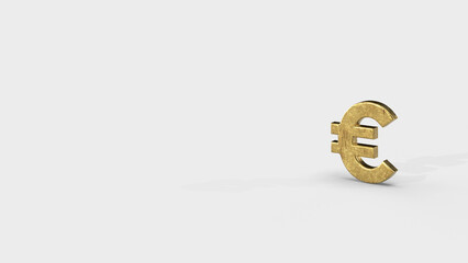 Gold 3d euro render minimalistic simple symbol design isolated on white background. Forex Trading concept. Currency 3D rendering Illustration. Copy space