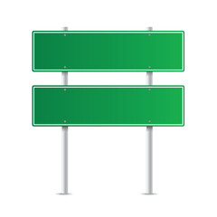 Road green traffic sign isolated on a white background