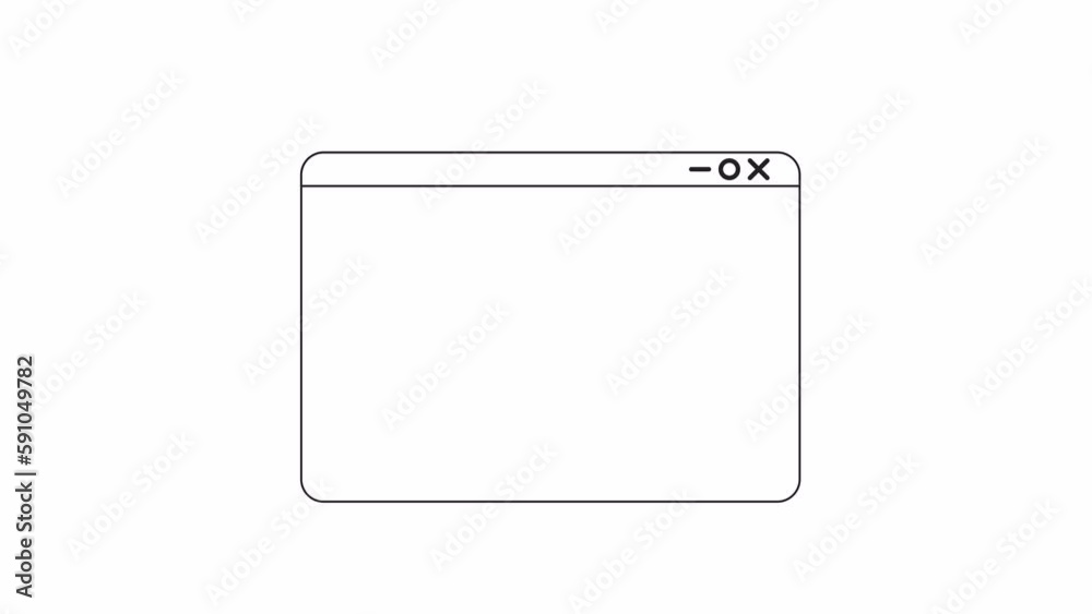 Poster animated mono website page template. webpage with empty screen. flat black and white thin line eleme