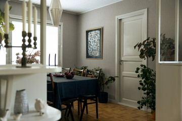 Interior of a dining room.
