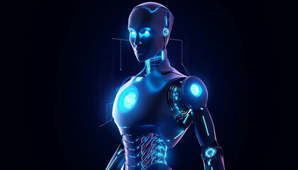 Obraz na płótnie Canvas AI robot futuristic modern tech chatbot. Artificial intelligence robot answer, digital technology of future AI artificial intelligence concept. Generative AI