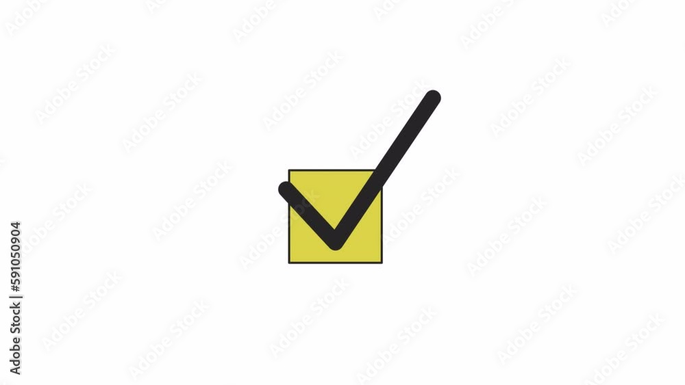 Poster put tick in box animation. flat outline style icon 4k video footage for web design. insert check mar