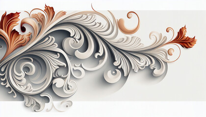 White Background with Ornate Flourishes, ornate, flourishes. Generative AI