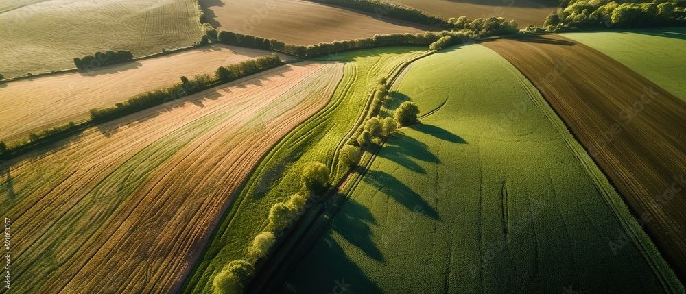 Aufkleber view from the height of the greenfield.aerial view. panoramic shot. generative ai