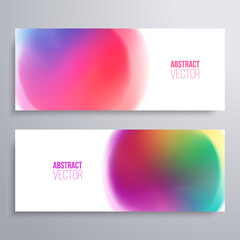 Horizontal banners. Set of blurred backgrounds with round soft multicolored gradients for your creative graphic design. Vector illustration.