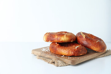 Concept of tasty food - bagel, space for text