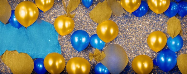 blue and gold balloons