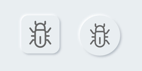 Bug line icon in neomorphic design style. Virus signs vector illustration.