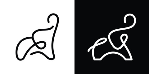 elephant design abstract line logo icon vector illustration