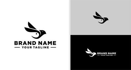 SPARROW AND RABBIT LOGO ANIMAL NEGATIVE SPACE EARTH DAY NATURE EDITABLE