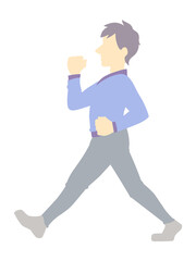 ウォーキングする男性のシルエットイラスト