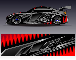 Obraz premium Car wrap design vector. Graphic abstract stripe racing background kit designs for wrap vehicle race car rally adventure and livery