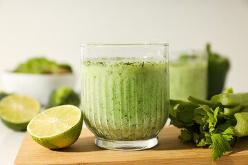 Green detox smoothie, concept of healthy nutrition and healthy lifestyle
