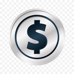 American dollar sign. Isolated vector illustration. USA currency symbol. Money icon for business, finance, global trade, payment. Coin illustration