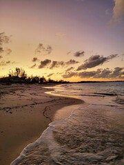 Scenic sunset over a sandy beach