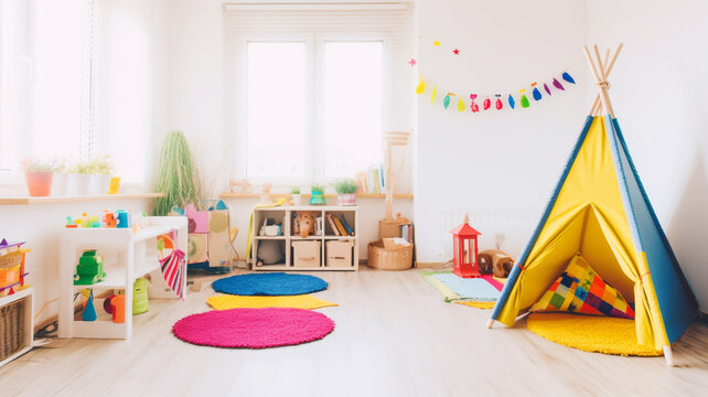 Adventurous Haven: Playful and Colorful Kid's Room, Generative AI