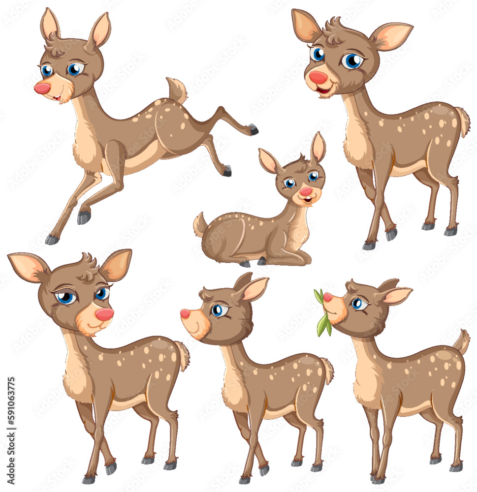 Poster collection of cartoon deer characters