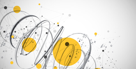 Template for science and technology presentation. Plexus style background.