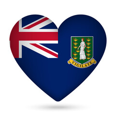 Fototapeta premium British Virgin Islands flag in heart shape. Vector illustration.