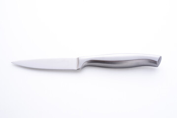 Stainless steel kitchen knife isolated in a white background