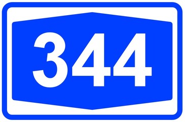 Illustration eines Autobahnschildes der Autobahn 344 in Deutschland	