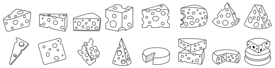 Cheese icon vector set. Milk product illustration sign collection. Food symbol. Cheese farm logo.