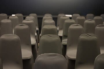 Fototapeta premium line up chairs color black in seminar room conference
