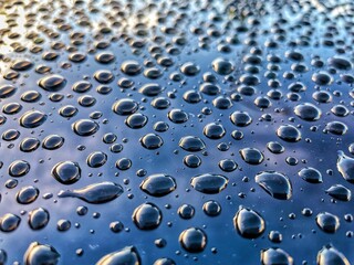 Closeup shot of raindrops on a glass